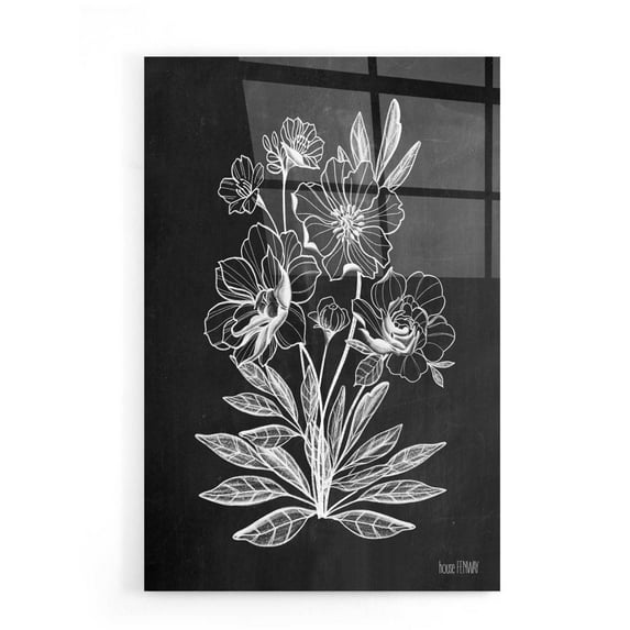 Epic Art 'Vintage Chalkboard Flowers' by House Fenway, Acrylic Glass Wall Art, 16"x24"