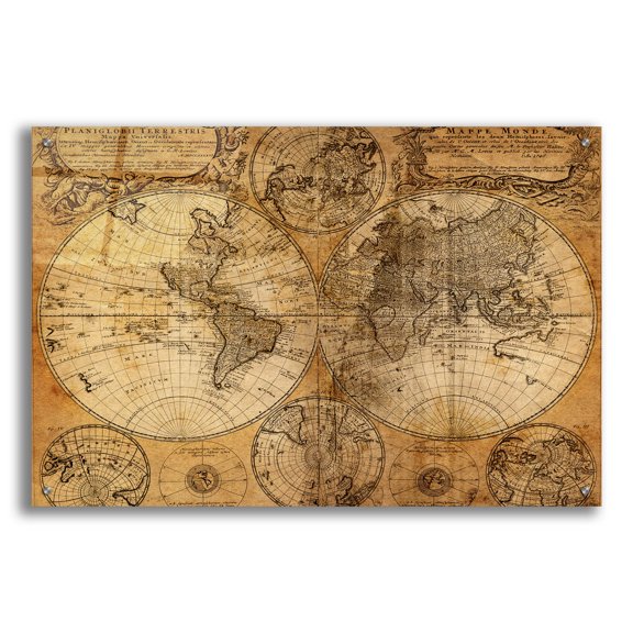 Epic Art 'Vintage Map' by Graphinc, Acrylic Glass Wall Art, 36"x24"