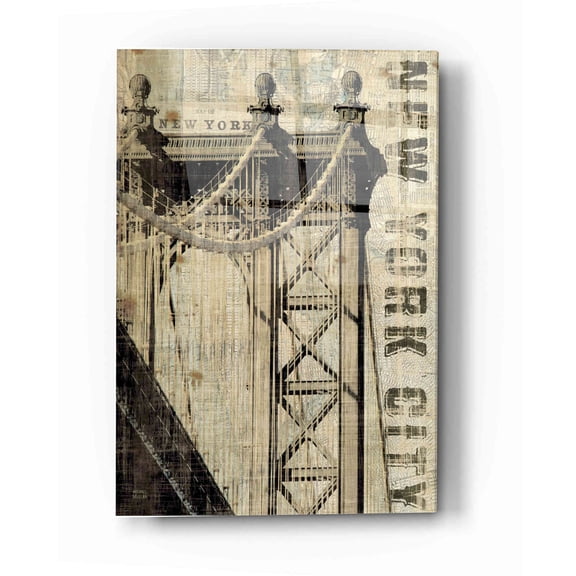 Epic Art 'Vintage NY Manhattan Bridge' by Michael Mullan, Acrylic Glass Wall Art, 16"x24"