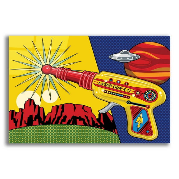 Epic Art 'Vintage Toy Laser Gun' by Ron Magnes, Acrylic Glass Wall Art, 16"x12"
