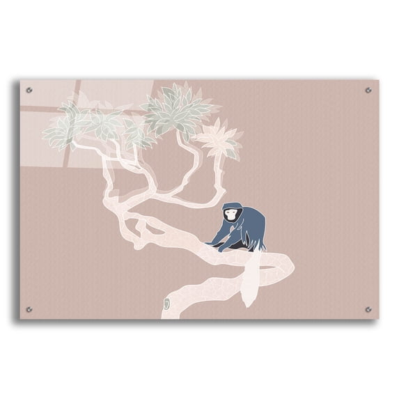 Epic Art 'Vintage Tropics Monkey On A Branch' by Sabrina Balbuena, Acrylic Glass Wall Art, 36"x24"