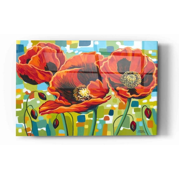 Epic Art 'Vivid Poppies III' by Carolee Vitaletti Acrylic Glass Wall Art, 16"x24"