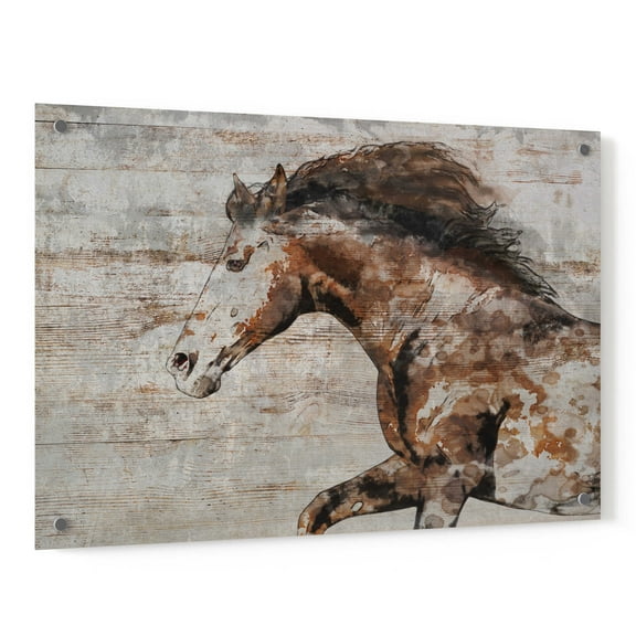 Epic Art 'WILD HORSE RUNNING 4' by Irena Orlov, Acrylic Glass Wall Art, 36"x24"