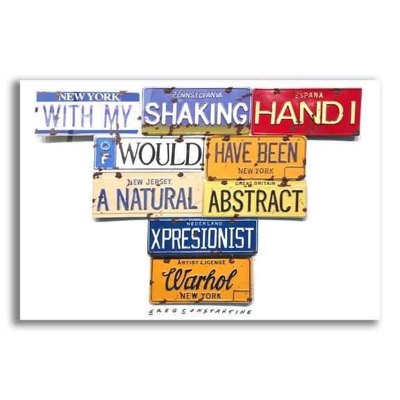 Epic Art 'Warhol Shaking Hand' by Gregory Constantine, Acrylic Glass Wall Art, 16"x12"