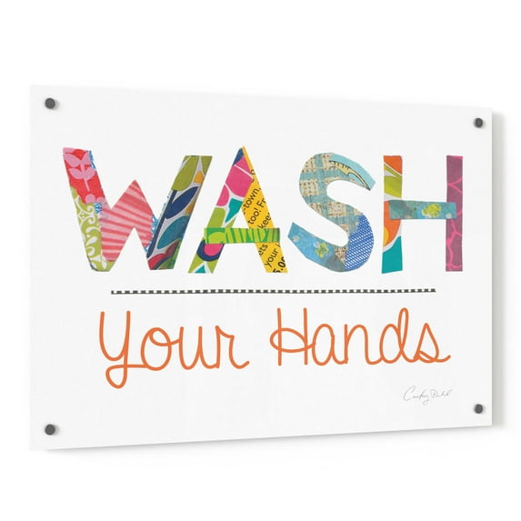 Epic Art 'Wash Your Hands' by Courtney Prahl, Acrylic Glass Wall Art, 36"x24"