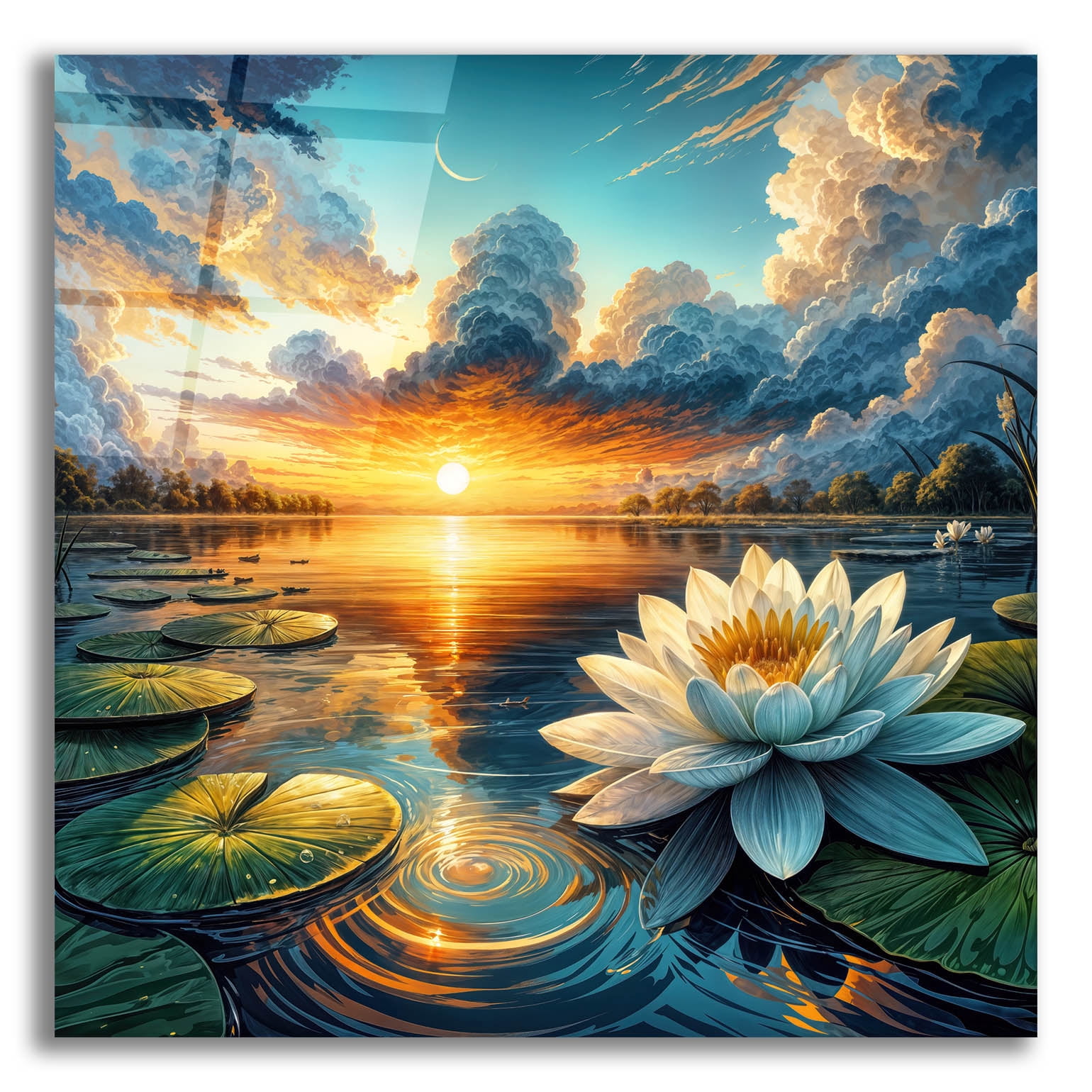 Epic Art 'Water Lily' by Rey Klimt Acrylic Glass Wall Art, 12