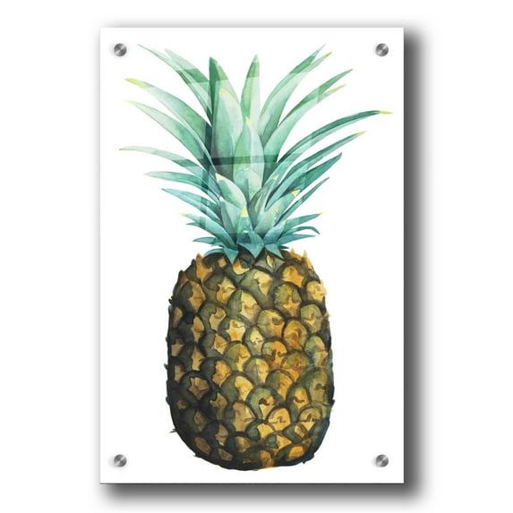 Epic Art 'Watercolor Pineapple I' by Grace Popp, Acrylic Glass Wall Art, 24"x36"