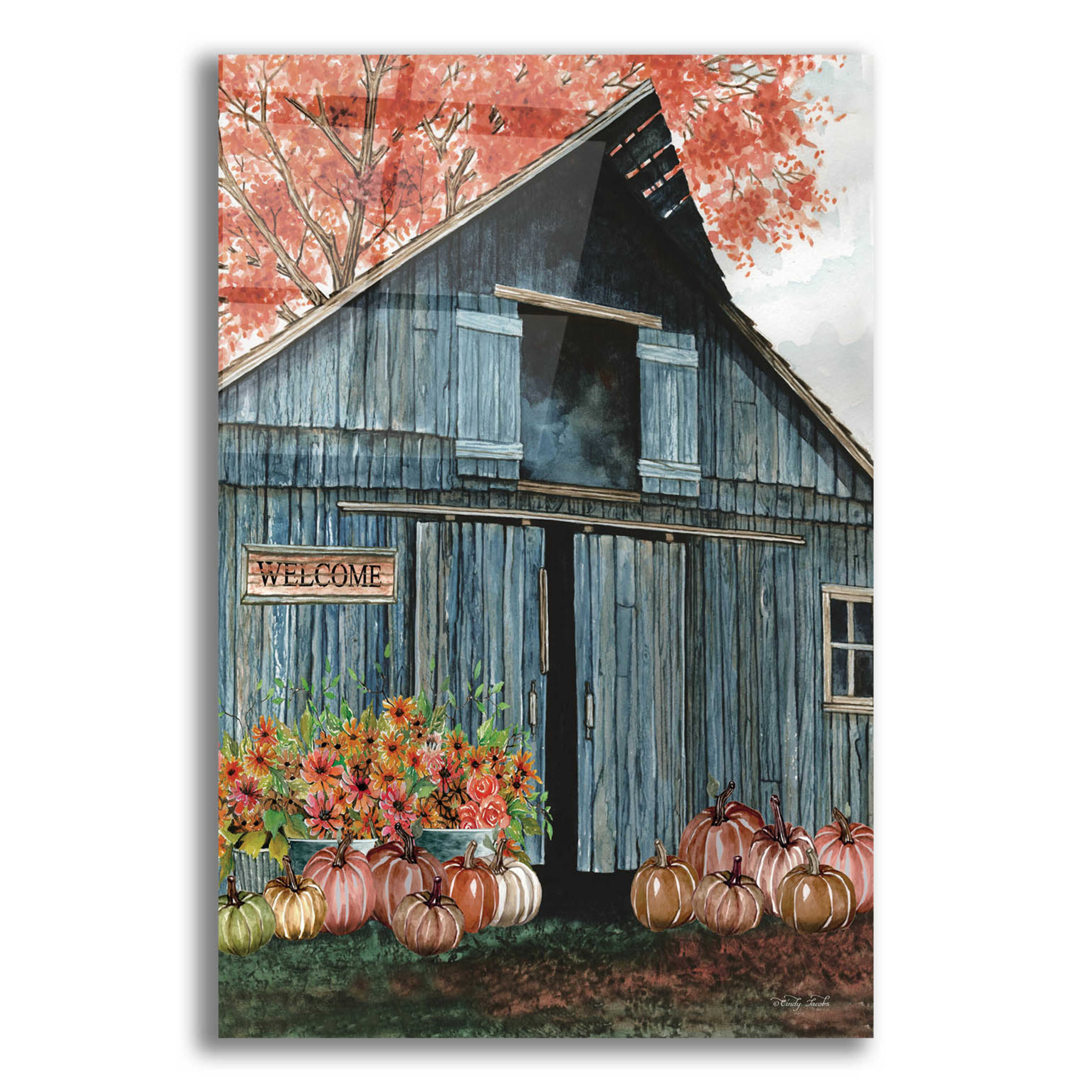 Epic Art 'Welcome Fall Barn' by Cindy Jacobs, Acrylic Glass Wall Art ...