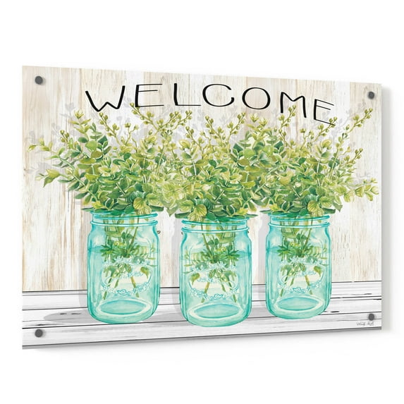 Epic Art 'Welcome Glass Jars' by Cindy Jacobs, Acrylic Glass Wall Art, 36"x24"