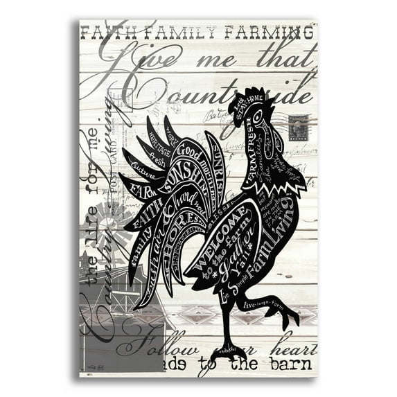 Epic Art 'Welcome to the Farm Chicken' by Cindy Jacobs, Acrylic Glass Wall Art, 12"x16"
