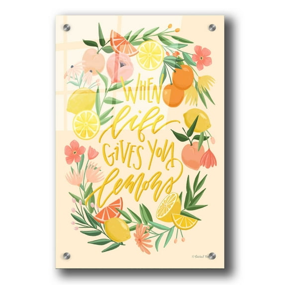 Epic Art 'When Life Gives You Lemons' by Rachel Nieman, Acrylic Glass Wall Art, 24"x36"