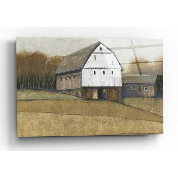 Epic Art 'White Barn View II' by Tim O'Toole, Acrylic Glass Wall Art, 24"x16"