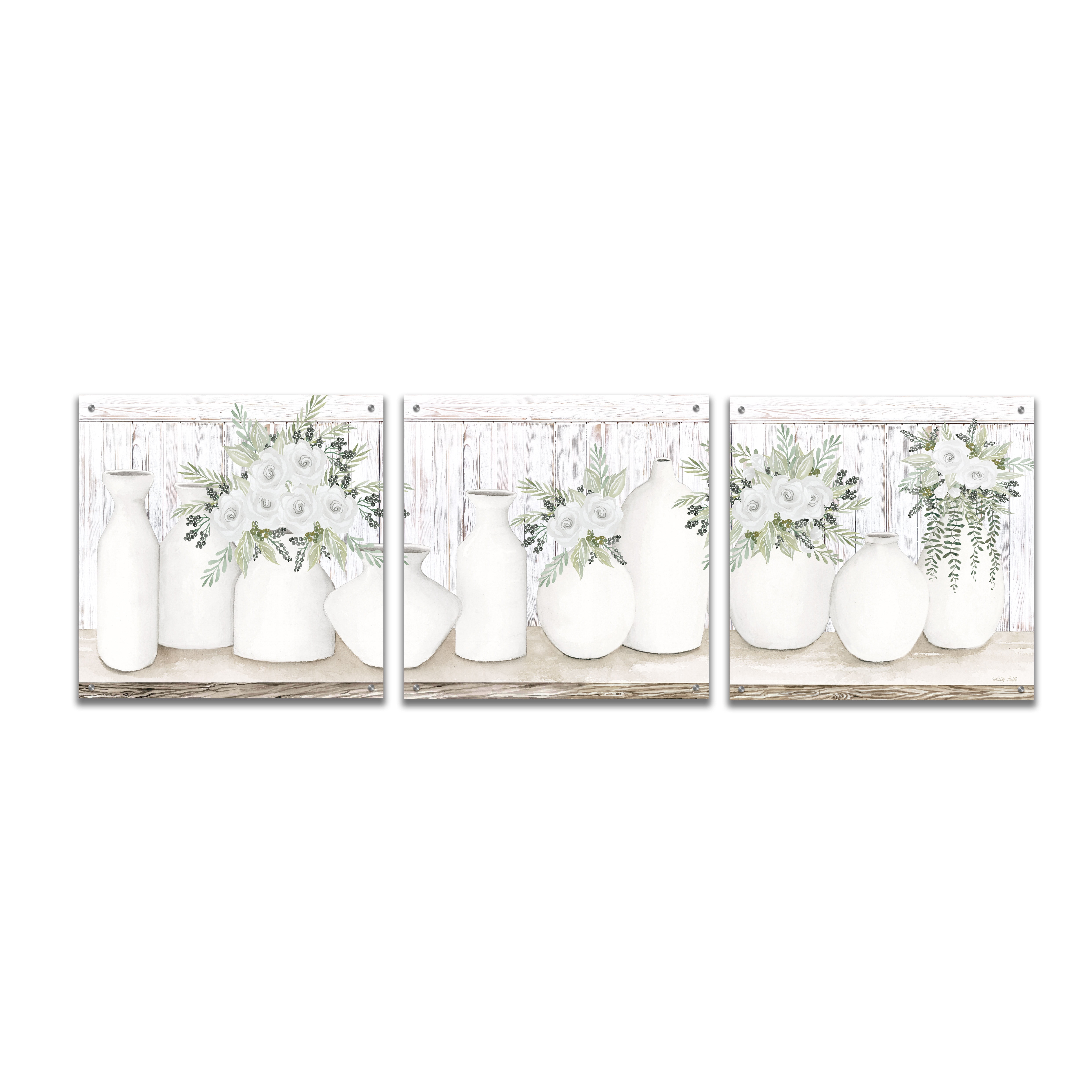 Epic Art 'White Simplicity' by Cindy Jacobs, Acrylic Glass Wall Art, 3 ...