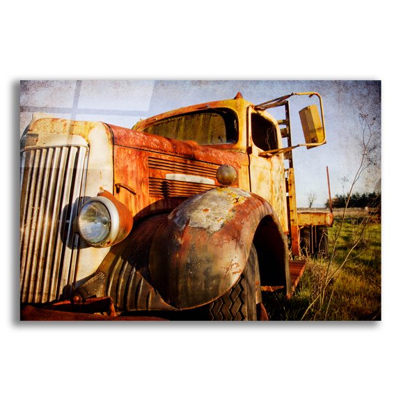 Epic Art 'White Truck, Driver'S Side' by Jessica Rogers, Acrylic Glass Wall Art, 16"x12"