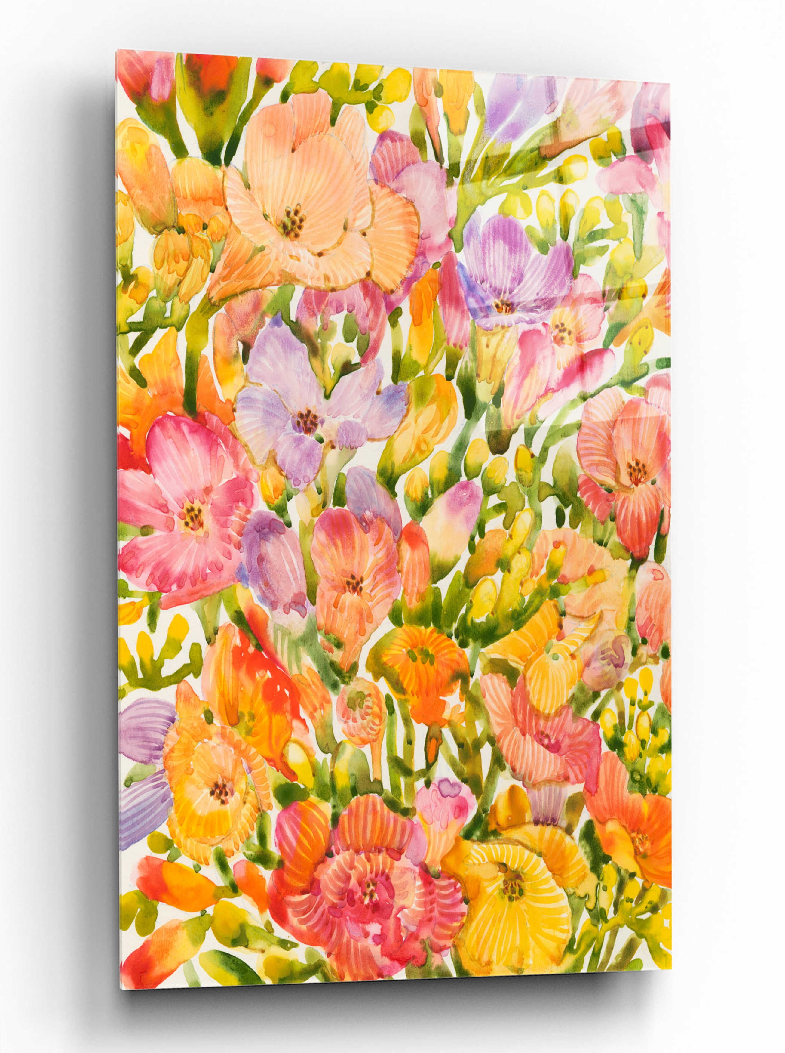 Vibrant Wildflower Study Acrylic Glass Wall Art 12" x 16"