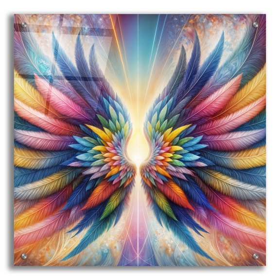 Epic Art 'Wings Of Light 5' by Rey Klimt Acrylic Glass Wall Art, 24" x 24"