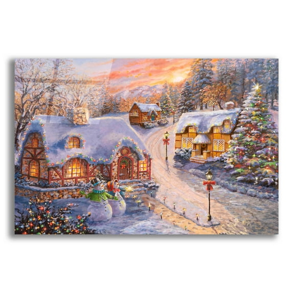 Epic Art 'Winter Cottage Glow' by Nicky Boehme, Acrylic Glass Wall Art, 24"x16"