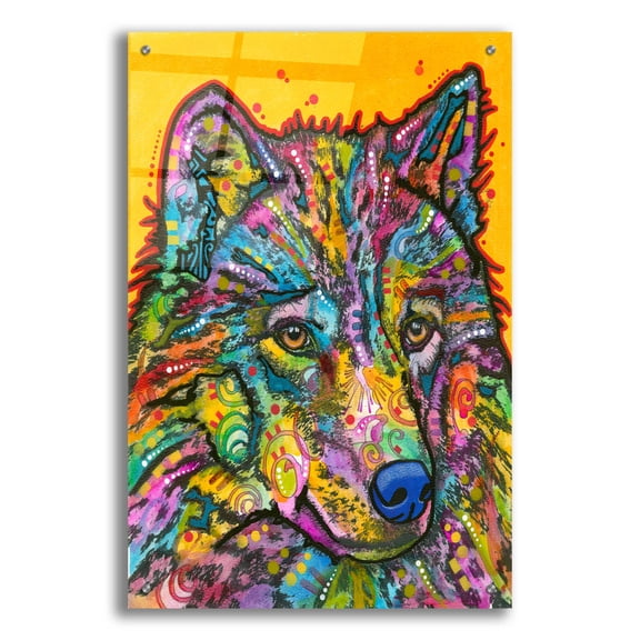 Epic Art 'Wolf 2' by Dean Russo, Acrylic Glass Wall Art, 24"x36"