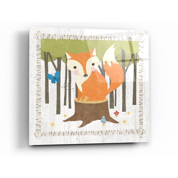 Epic Art 'Wood Hideaway Fox' by Moira Hershey, Acrylic Glass Wall Art, 24"x24"