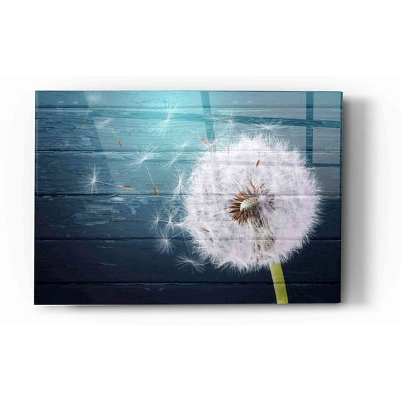 Epic Art "Wood Series: Dandi Blue" Acrylic Glass Wall Art, 16"x24"