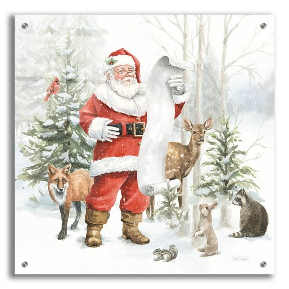 Epic Art 'Woodland Santa 4'  by Leslie Trimbach Acrylic Glass Wall Art, 24" x 24"