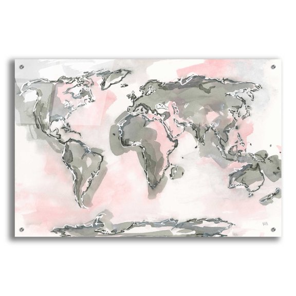 Epic Art 'World Map Blush' by Chris Paschke, 36"x24"