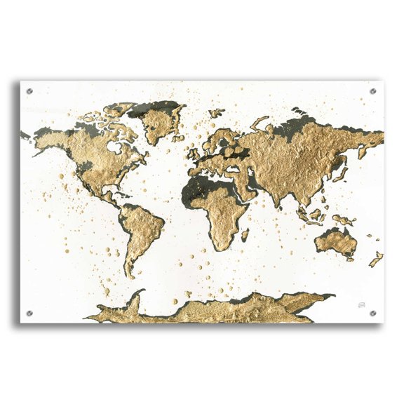 Epic Art 'World Map Gold Leaf' by Chris Paschke, 36"x24"