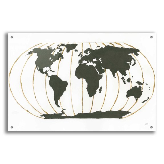 Epic Art 'World Map Gold Lines' by Chris Paschke, 36"x24"