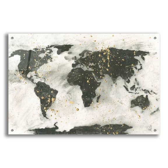 Epic Art 'World Map Gold Speckle' by Chris Paschke, 36"x24"