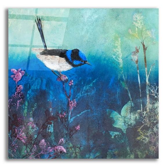 Epic Art ' Wren at Dusk' by Trudy Rice, Acrylic Glass Wall Art, 12"x12"