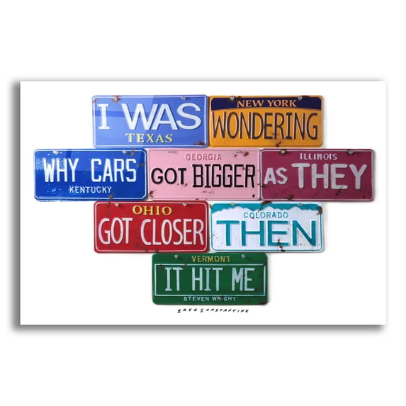 Epic Art 'Wright Cars Got Bigger' by Gregory Constantine, Acrylic Glass Wall Art, 16"x12"