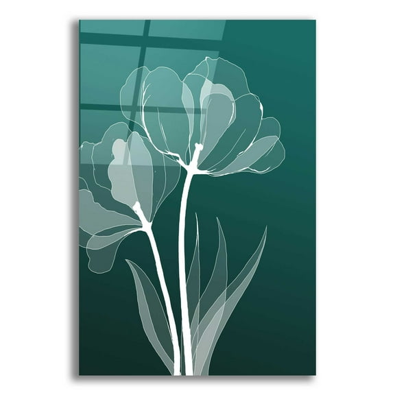 Epic Art 'X-ray Flowers Green' by GraphINC, Acrylic Glass Wall Art, 12"x16"