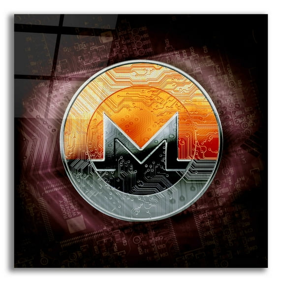 Epic Art 'XMR Monero Coin,' Acrylic Glass Wall Art, 12"x12"