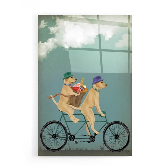 Epic Art 'Yellow Labrador Tandem' by Fab Funky, Acrylic Glass Wall Art, 16"x24"
