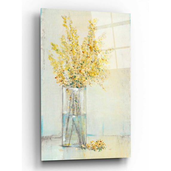 Epic Art 'Yellow Spray in Vase II' by Tim O'Toole, Acrylic Glass Wall Art, 16"x24"