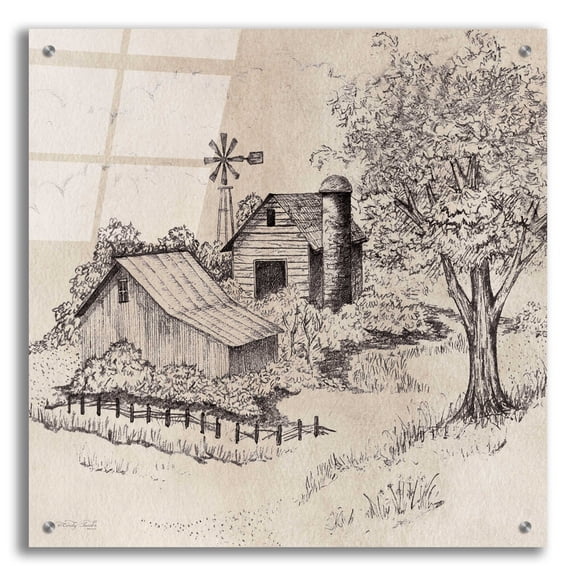 Epic Art 'Yesteryear On The Farm' by Cindy Jacobs, Acrylic Glass Wall Art, 24"x24"