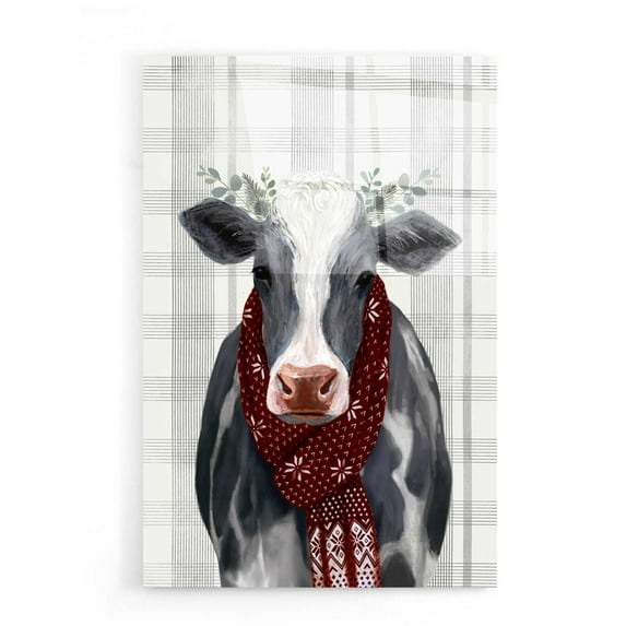 Epic Art 'Yuletide Cow II' by Victoria Borges, Acrylic Wall Art, 16"x24"