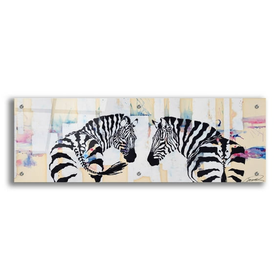 Epic Art 'Zebra Gates' by Robert Campbell, Acrylic Glass Wall Art, 36"x12"