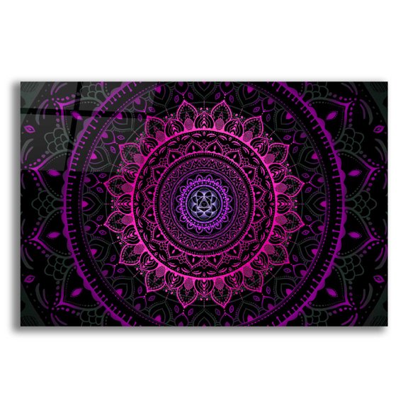 Epic Art 'Zen Mandala 3' by Cameron Gray, Acrylic Glass Wall Art, 24"x16"