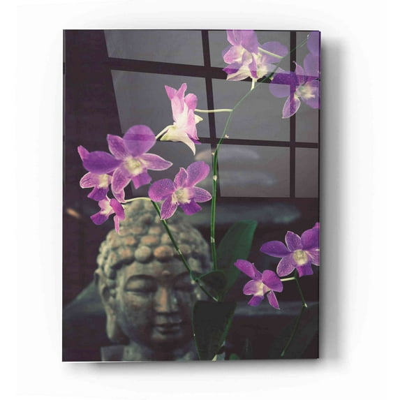 Epic Art 'Zen Purple Orchids' by Elena Ray Acrylic Glass Wall Art, 12"x16"