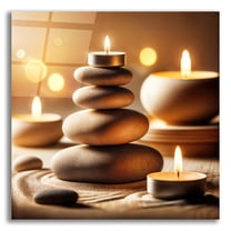 Epic Art 'Zen Rock And Candles' by Rey Klimt Acrylic Glass Wall Art, 12" x 12"