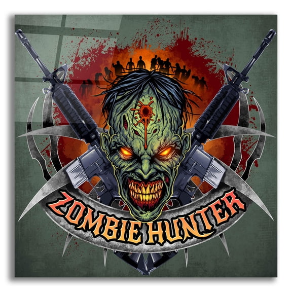 Epic Art 'Zombie Hunter Logo Template' by Flyland Designs, Acrylic Glass Wall Art, 12"x12"