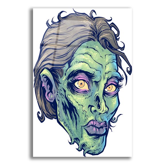 Epic Art 'Zombie Pattern Head 05' by Flyland Designs, Acrylic Glass Wall Art, 12"x16"