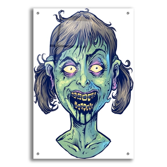 Epic Art 'Zombie Pattern Head 13' by Flyland Designs, Acrylic Glass Wall Art, 24"x36"