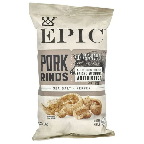 Epic Artisanal Pork Rinds Sea Salt & Pepper 2.5 oz Pack of 3