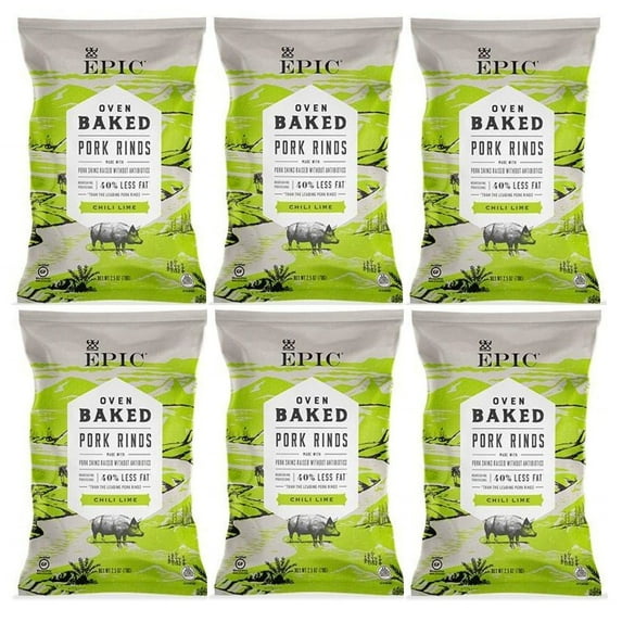 Epic Baked Pork Rinds - Chili Lime 2.5oz (6-Pack)