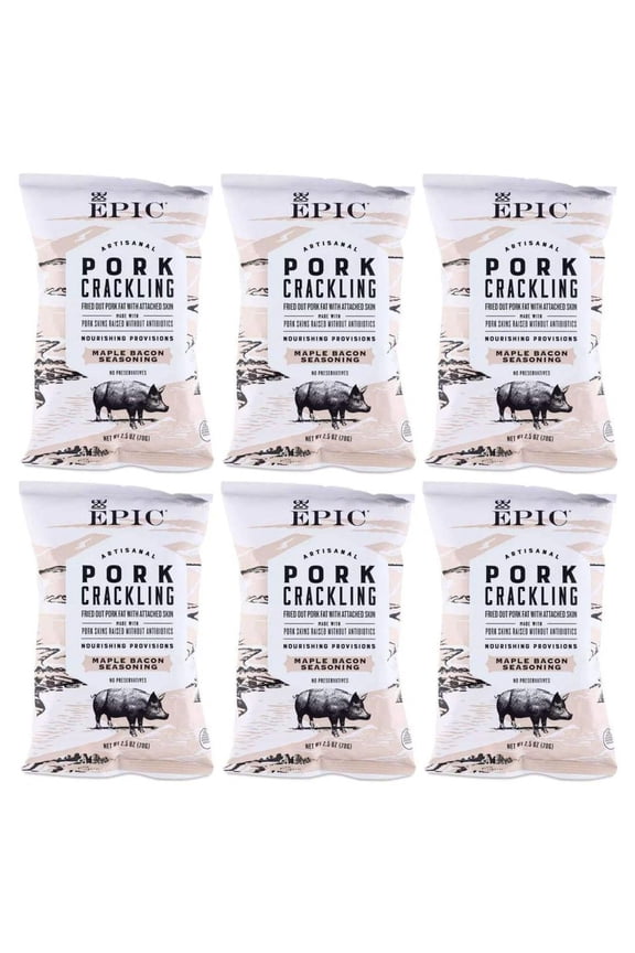 Baked Pork Rinds - Maple Bacon Crackling 2.5oz (6-Pack)