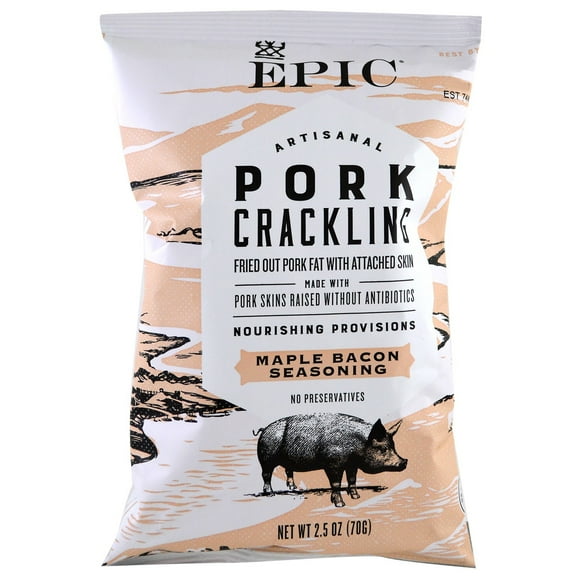 Epic Bar, Artisanal Pork Crackling, Maple Bacon Seasoning, 2.5 oz (pack of 12)