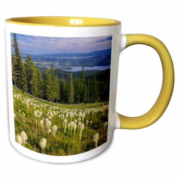 3drose, Epic Beargrass Bloom on Big Mountain in Whitefish, Montana, Usa, 11oz Two-tone Yellow Mug