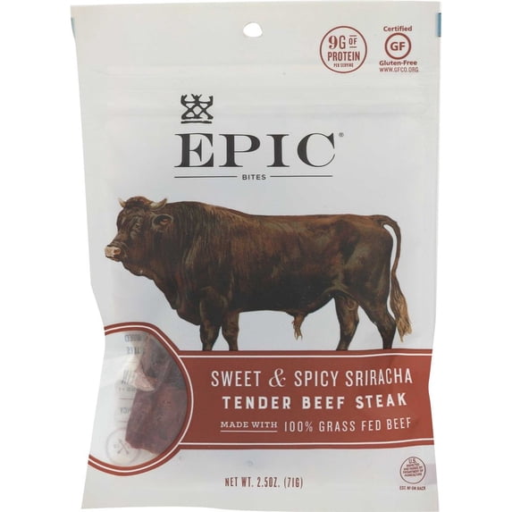 Epic Cranberry and Sriracha Tender Beef Steak Bites, 2.5 Ounce -- 8 per Case.